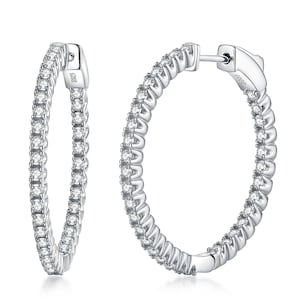 Silver 925 Inside out White CZ  earring, Silver 925 cz Hoop Earring, Lever back Earring, Drop Earring, CZ Earring, CZ Hinged earring