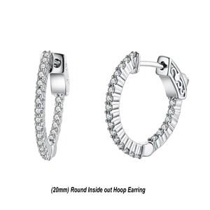 Inside out hoop earring,Silver Hoop Earring, Silver hoops, cz hinge Earring, CZ hoop earrings, CZ Earring