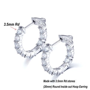 Silver 925 Inside out White CZ earring,Silver 925  3.5mm Round Clear CZ Hoop Earring, Lever back Earring, cz hinge Earring, CZ Earring