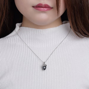 Tiny Acorn Pendant Necklace: Brass Checkerboard Cut (8MM)