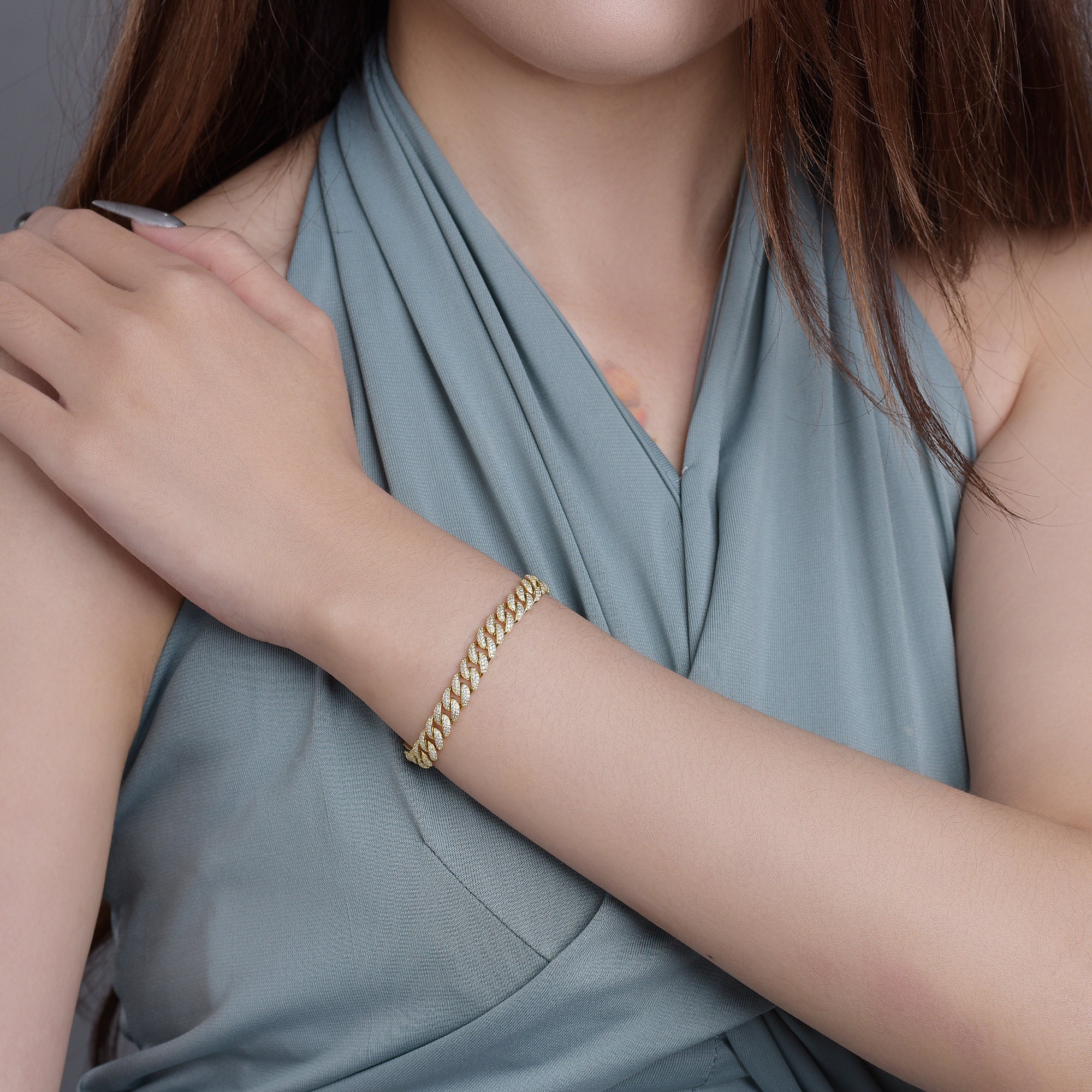 Women's Hip Hop CZ Bracelet: 18MM Micro Pave Iced Out Brass