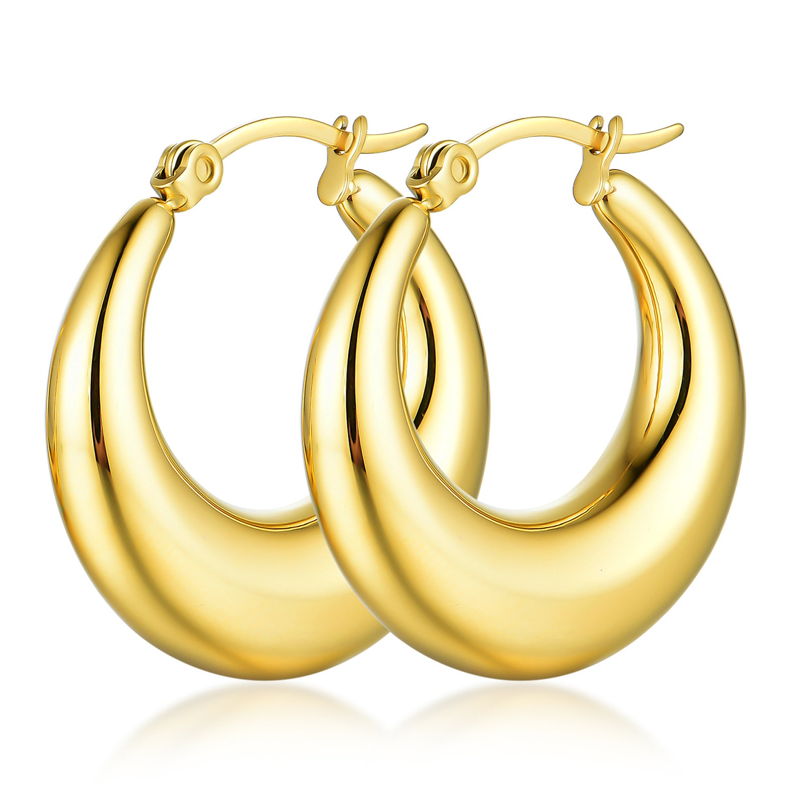 Chunky Hoops Fashion Hoop Earrings for Women Earring Gold Etsy