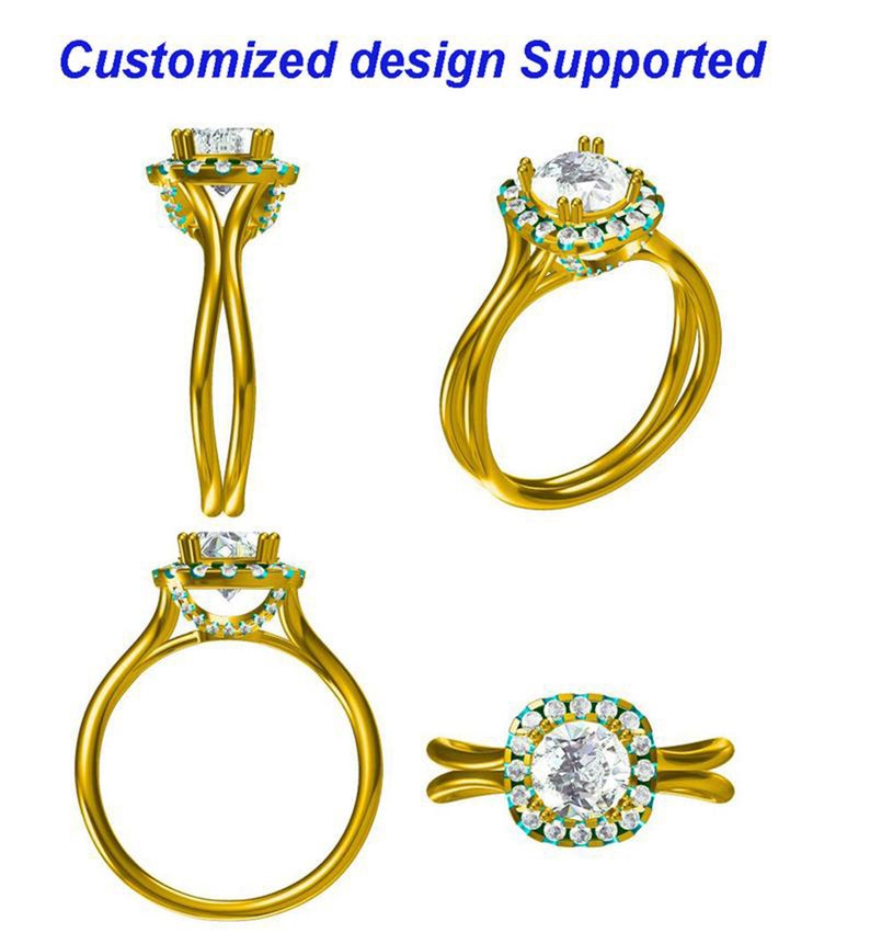 May include: A gold ring with a large, round, clear diamond surrounded by a halo of smaller diamonds. The ring has a delicate, twisted band.
