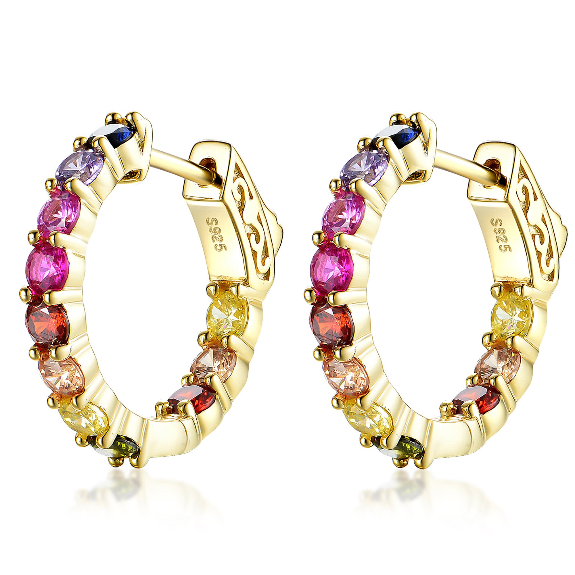 Rainbow Earrings Rainbow Hoop Earringmulti Color Hoop | Etsy