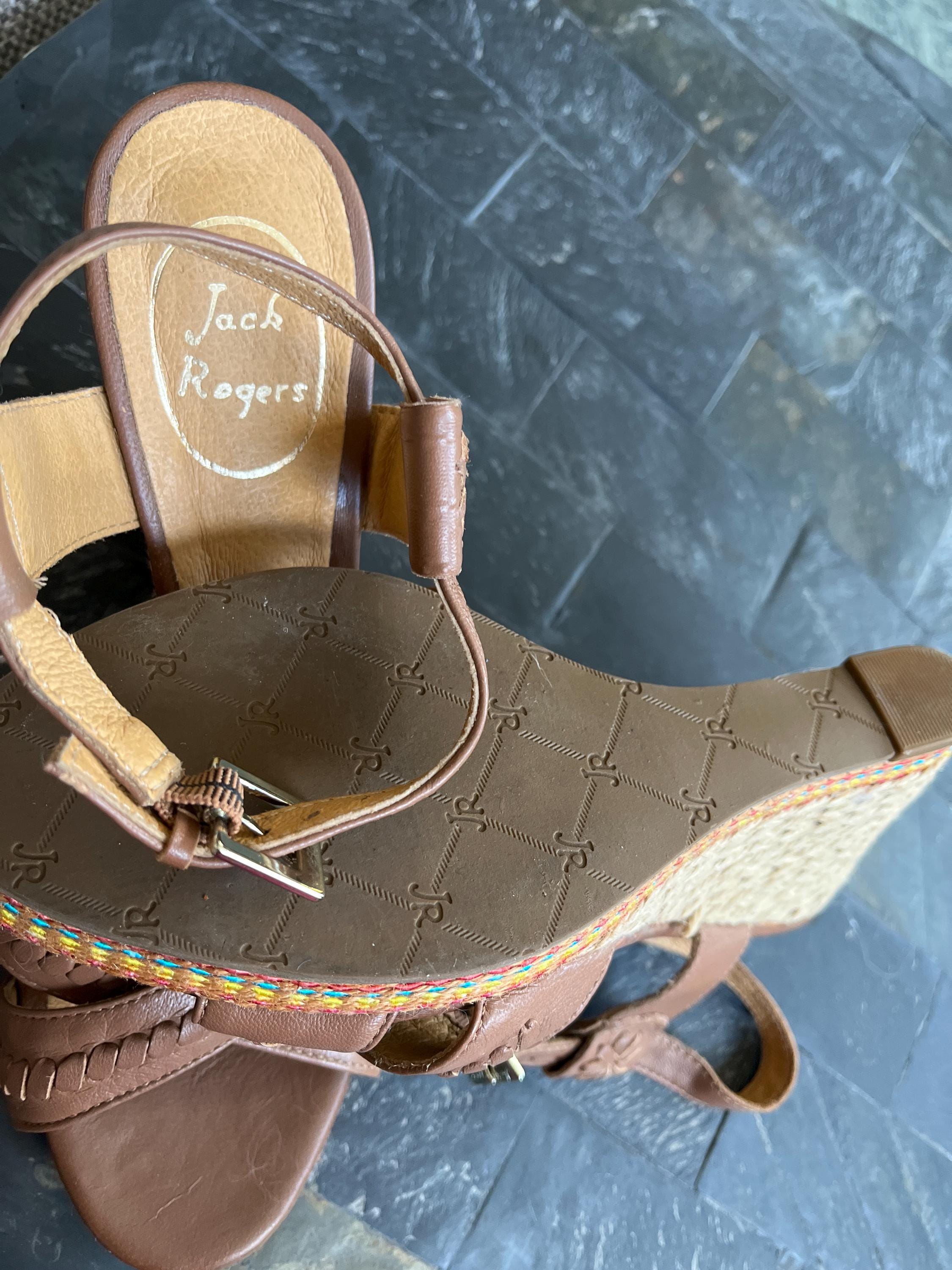 Jack Rogers Wedge 3.5” Heel Sandal Size 8.5M in Soft Brown  display picture 2