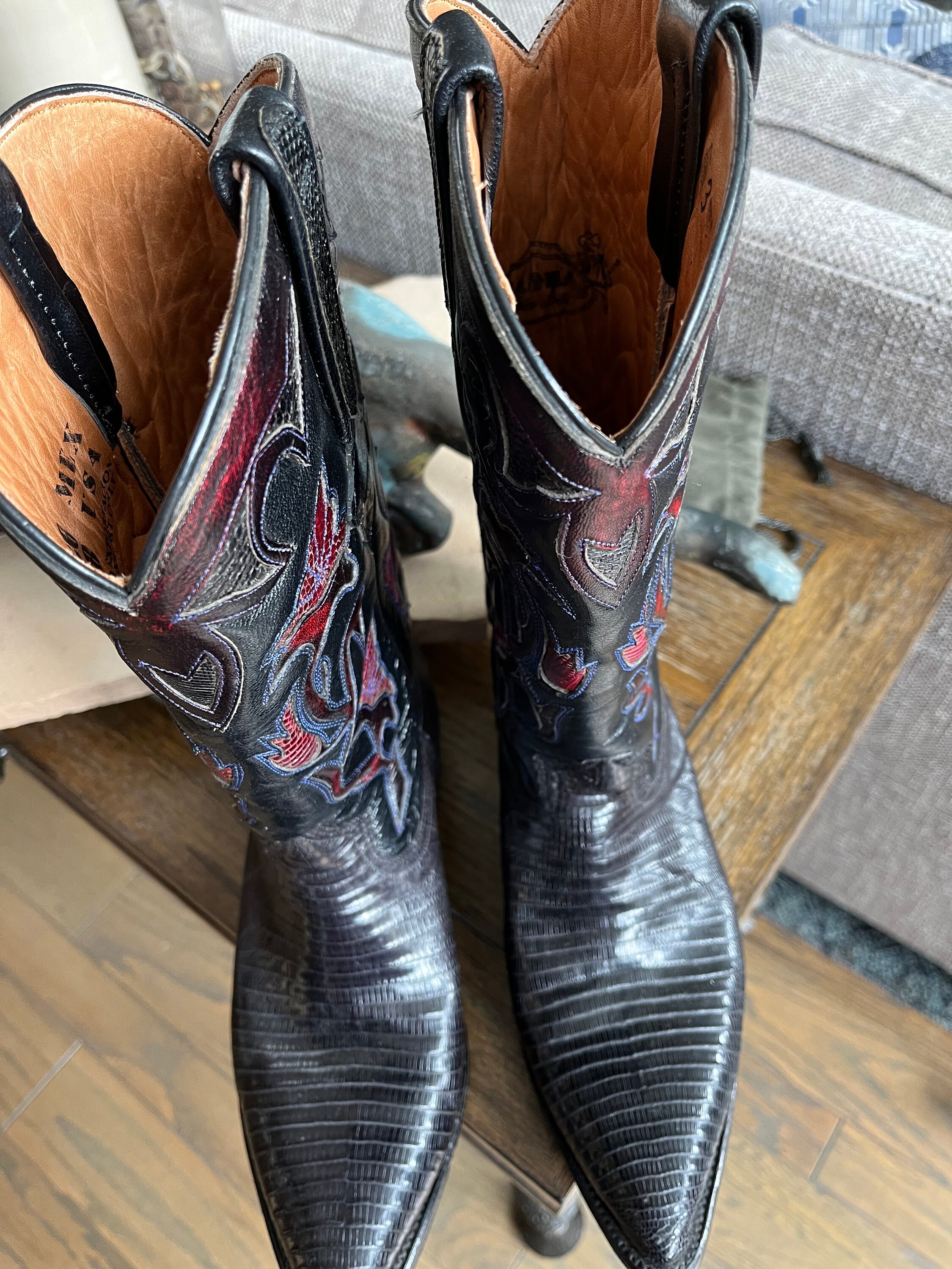 Vintage Handmade “cuadra” Genuine Lizard Leather Boots  display picture 2
