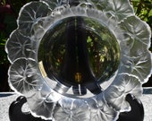 Lalique HONFLEUR Geranium Leaf Deep Dish 8.5 quot Diameter, Signed