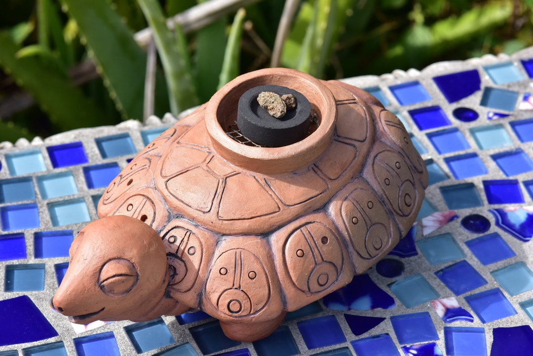 Clay Turtle Incense Holder With Frankincense and Myrrh Etsy