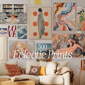 300 Printable Eclectic Wall Art Prints for Home Decor - Pink Blue Red Yellow Decor - Digital Download - Matisse, Frida, Picasso - Art