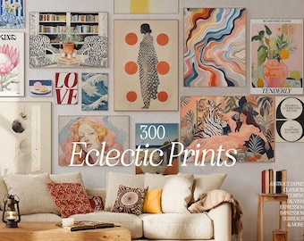 300 Printable Eclectic Wall Art Prints for Home Decor - Pink Blue Red Yellow Decor - Digital Download - Matisse, Frida, Picasso - Art