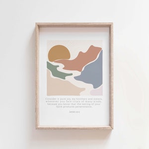 James 1:2–3 | Consider it pure joy | Bible Verse | Abstract mountain Printable | Minimal Print | Christian Wall Decor | Instant Download