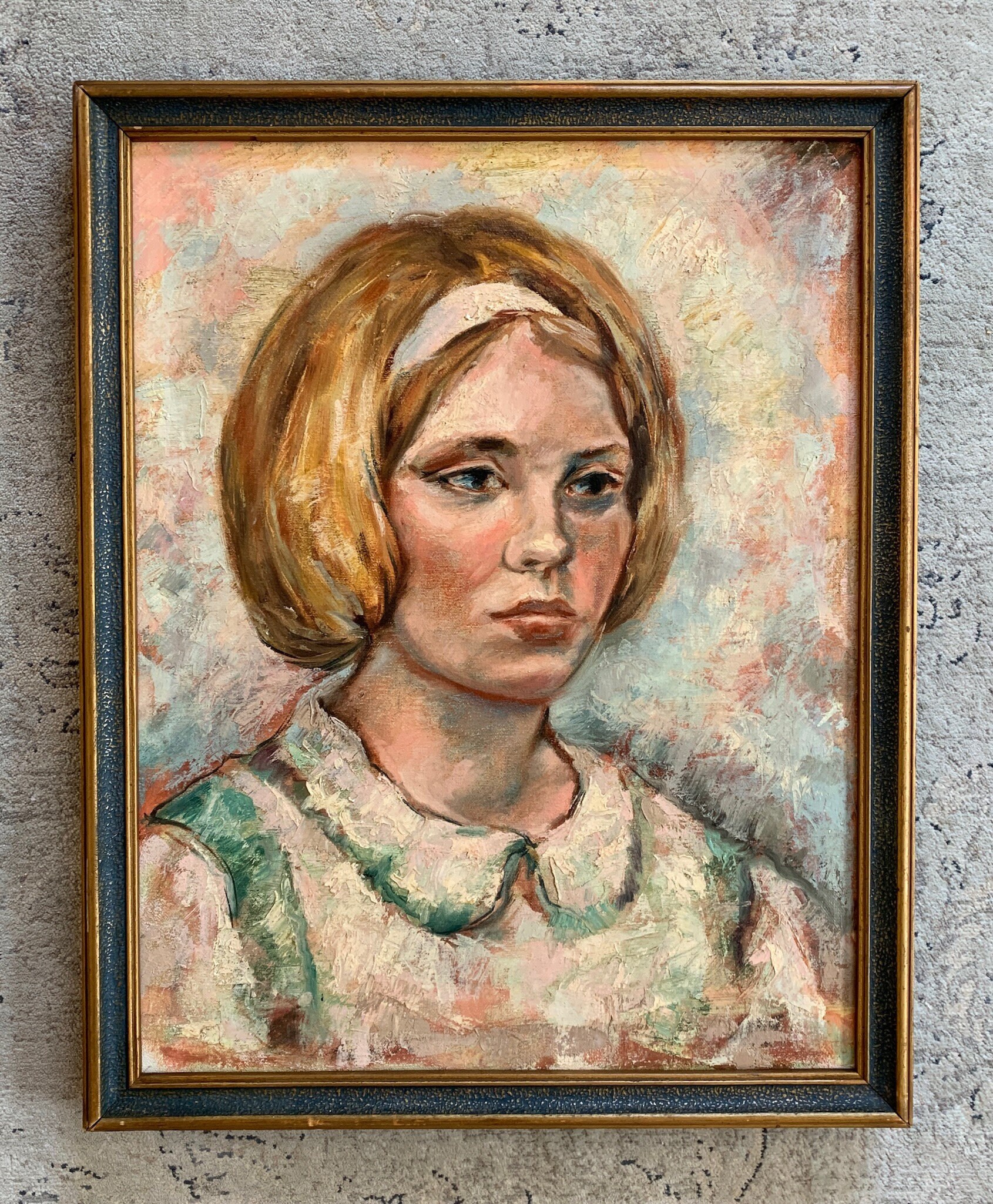 Vintage Portrait Painting; Original 1960s Mid-century Framed Female Oil ...