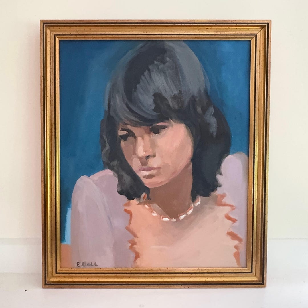 Vintage Female Oil Portrait; Framed Signed Original 1980s Painting ...