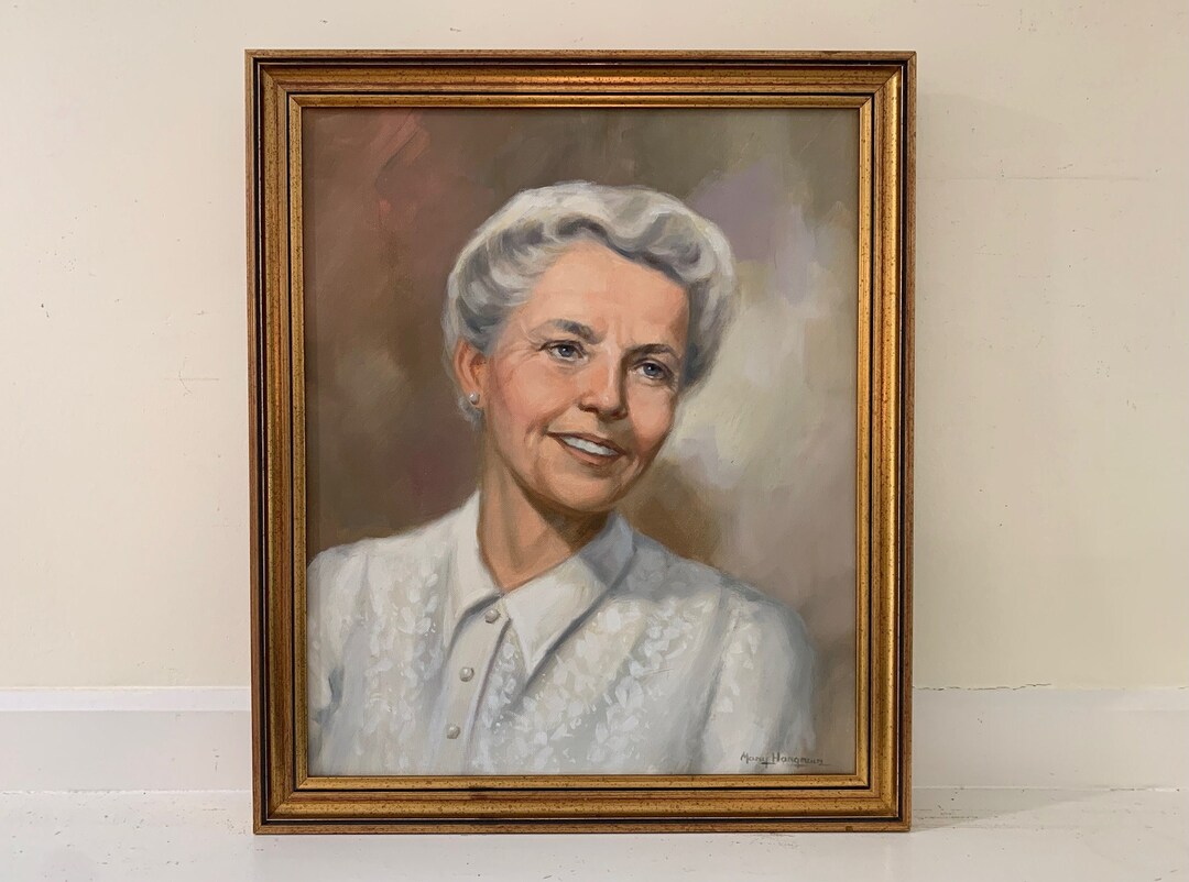 Vintage Portrait Painting Original Gold Framed Impressionist Female Oil ...