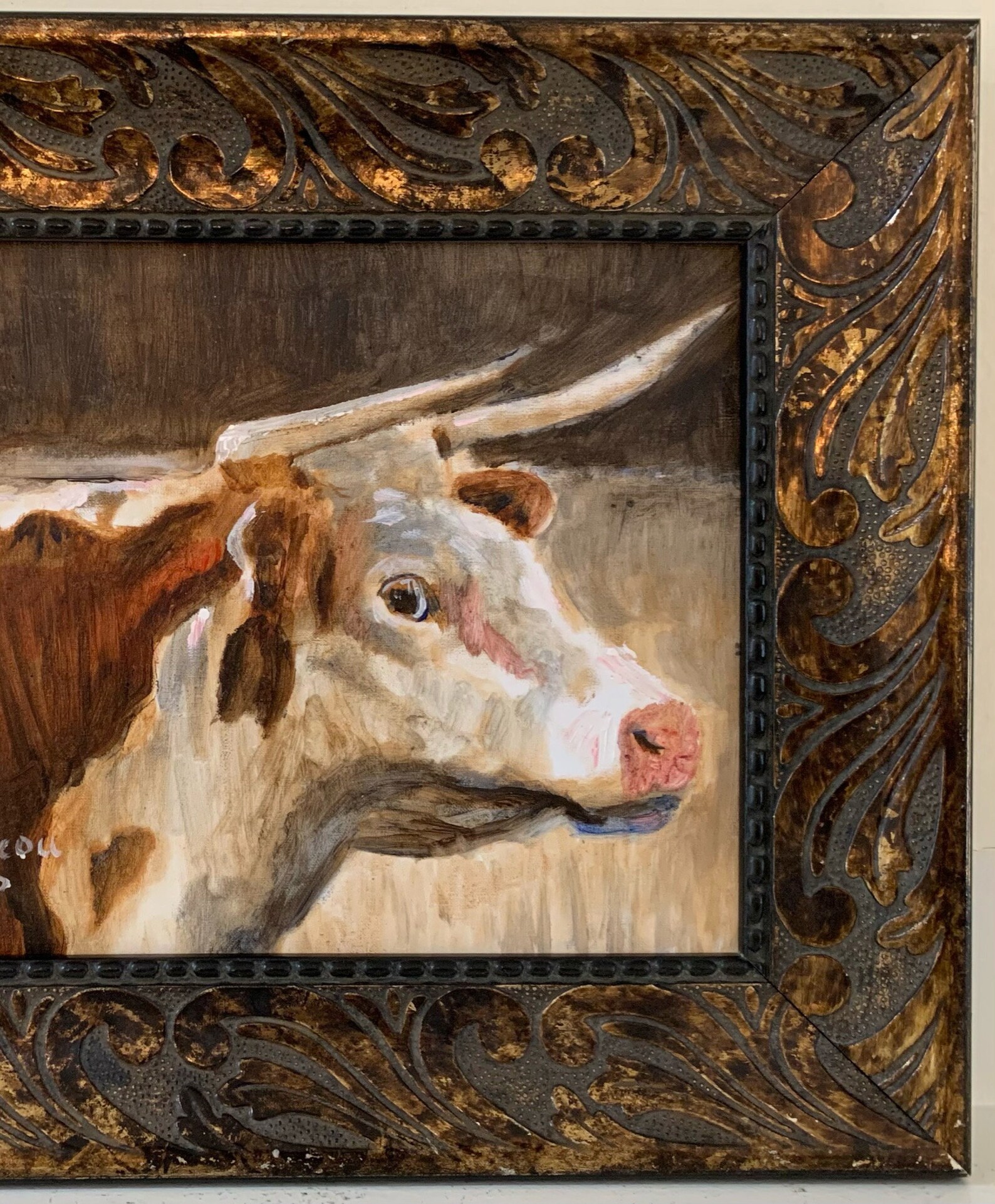 Framed Original Animal Portrait Oil Painting of a Wide Eyed Etsy