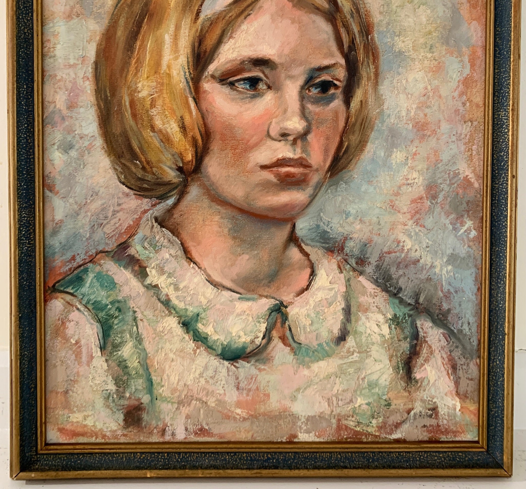Vintage Portrait Painting; Original 1960s Mid-century Framed Female Oil ...