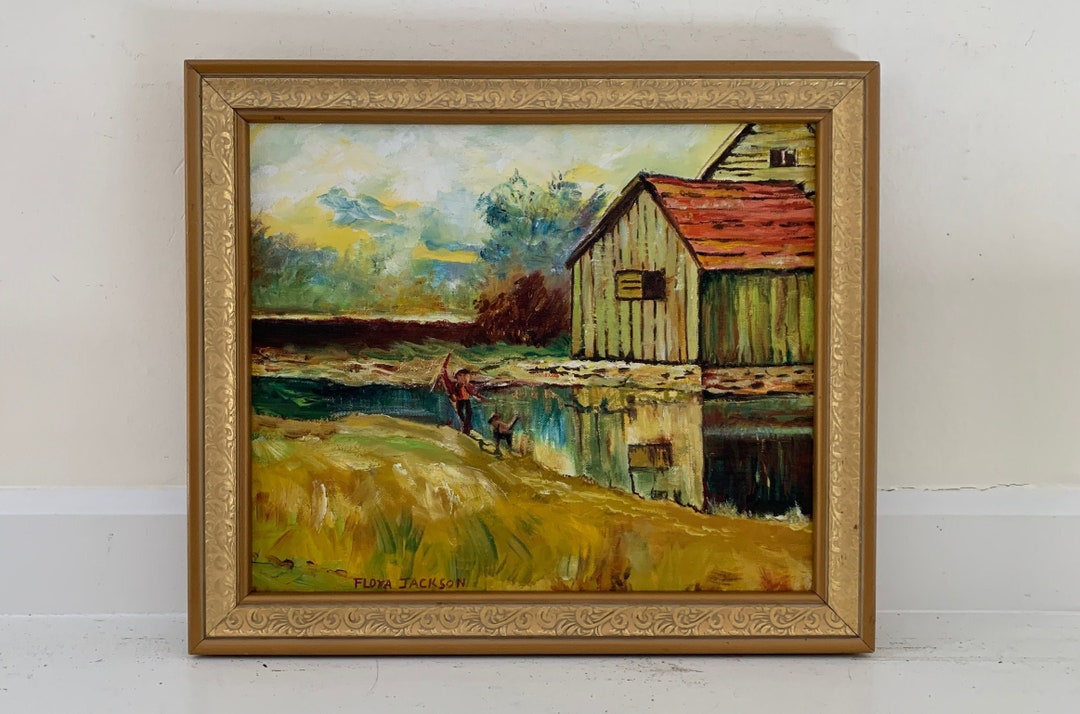 Vintage Original Painting Lewiston Maine 1960s Bucolic Rural Plein Air