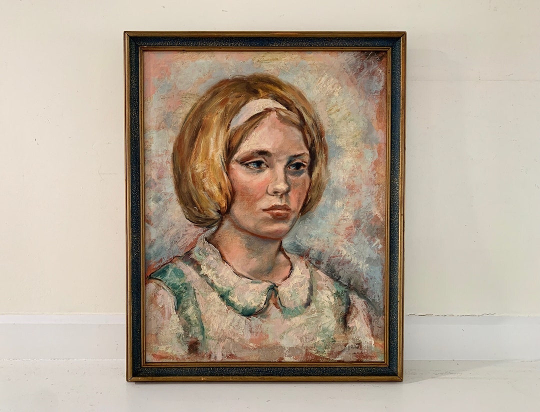 Vintage Portrait Painting; Original 1960s Mid-century Framed Female Oil ...