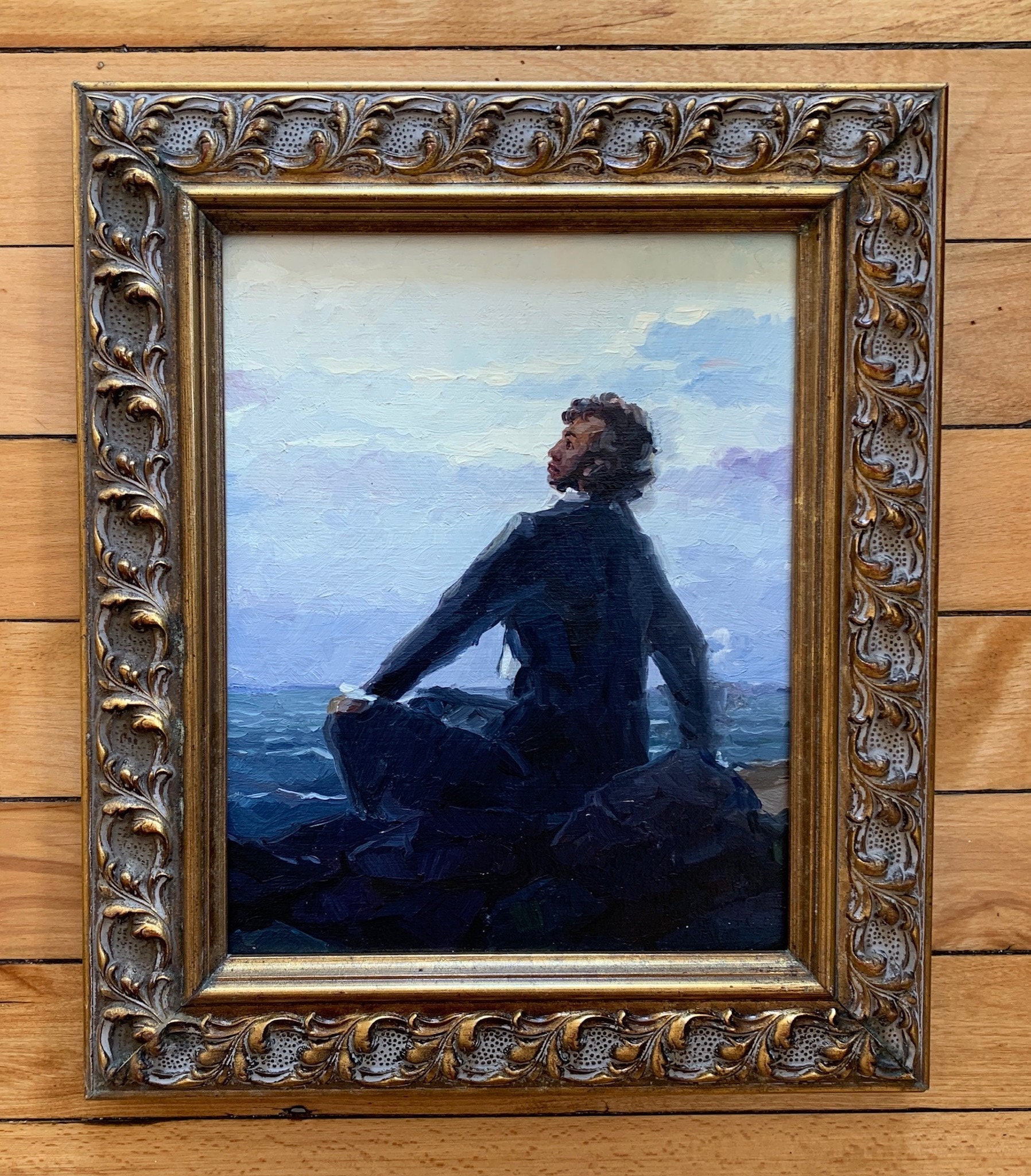 Original Nautical Portrait Painting; Vintage European Dark Moody