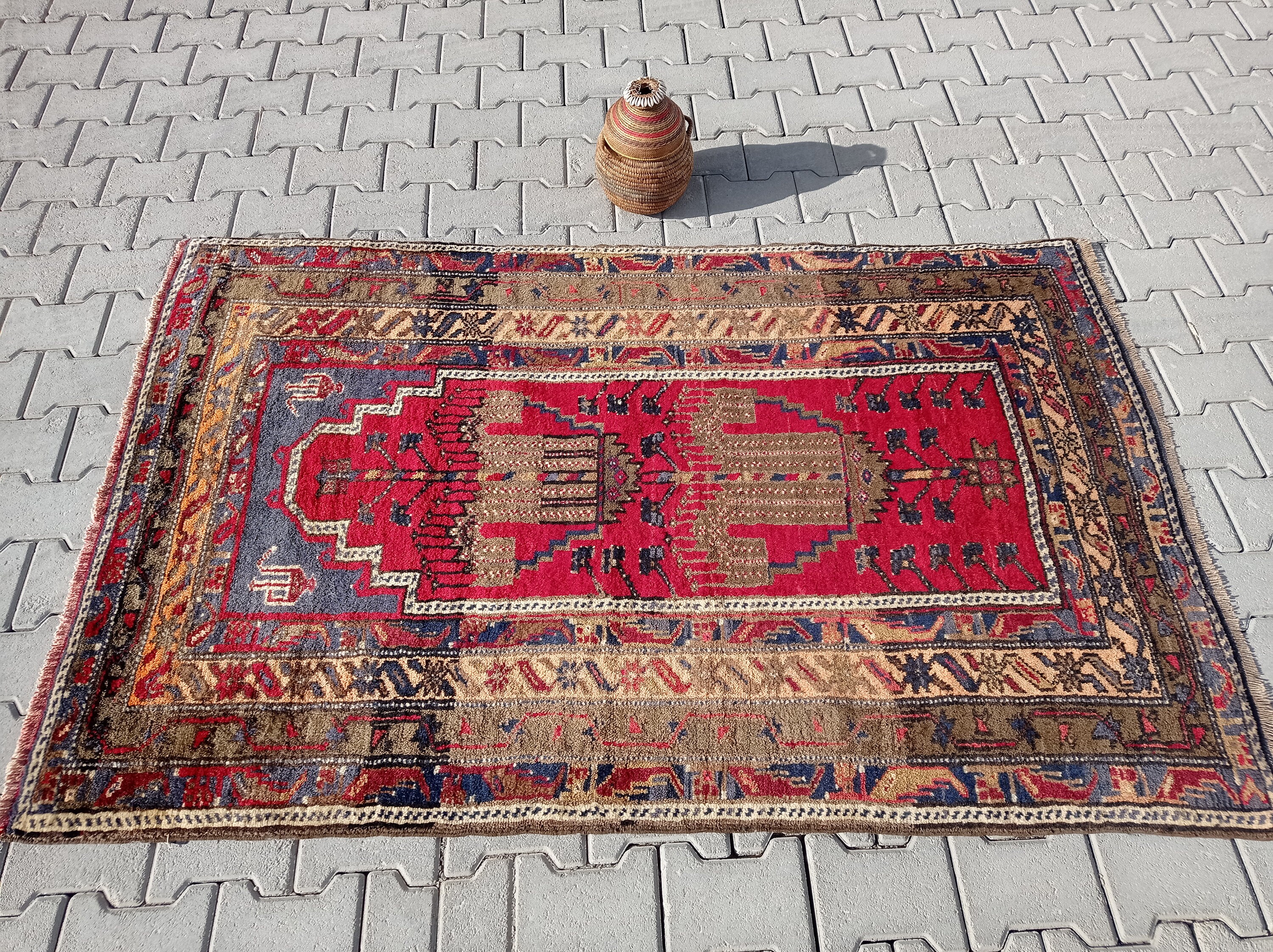 トルコ⭐︎ヴィンテージラグ3枚セット⭐︎ビンテージキリム絨毯アナトリア トルコヴィンテージラグ3点セット⭐︎トルコビンテージ絨毯キリム