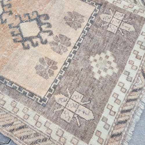 2x4 small BROWN and GRAY shops VINTAGE Rug, Turkish rug, 74x111 vintage rug oushak rug small kilim rug door mat small bohemian kilim rug