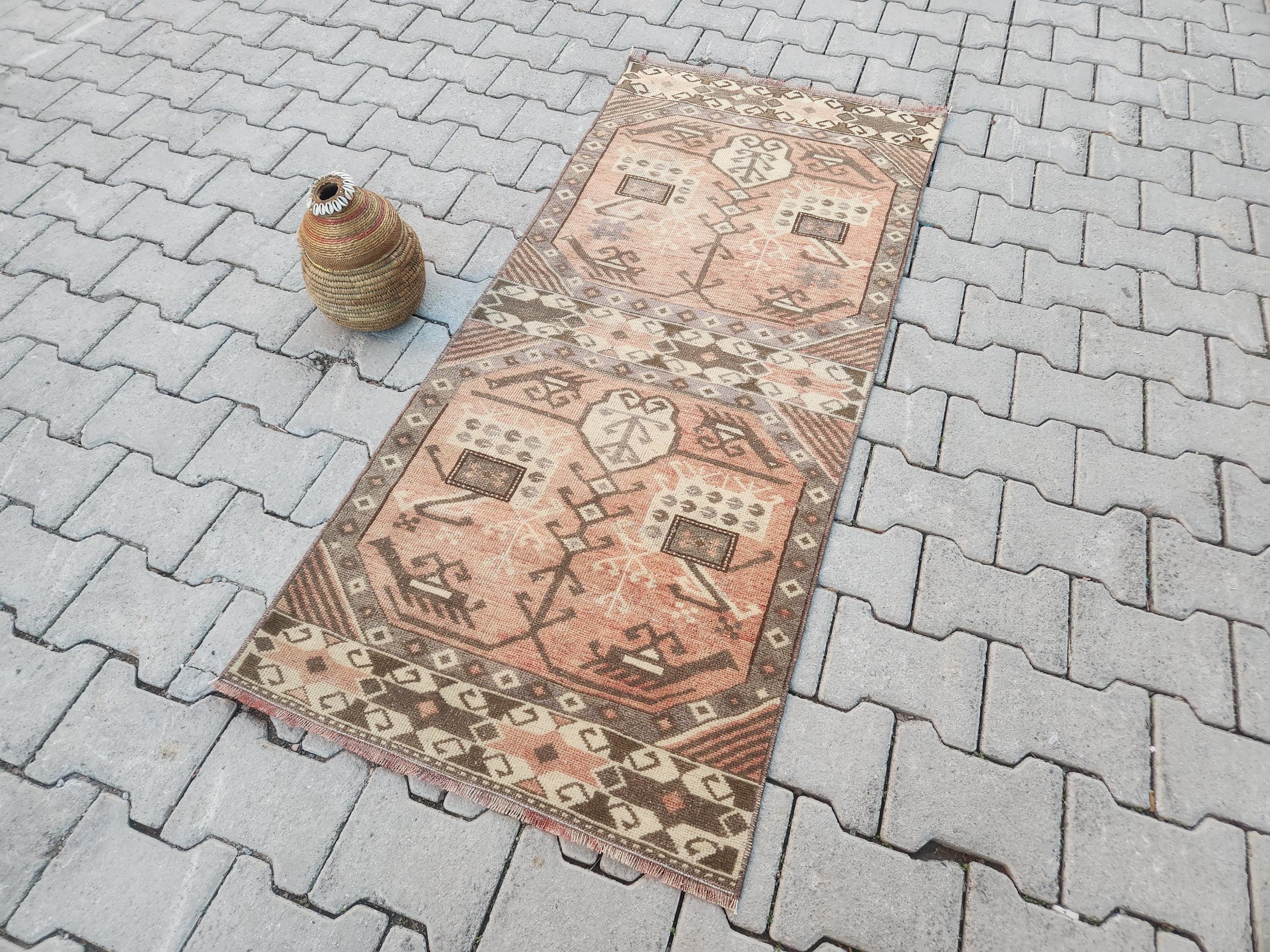 Small Red and Gray Vintage Turkish Oushak Rug (2x5) - Etsy Australia