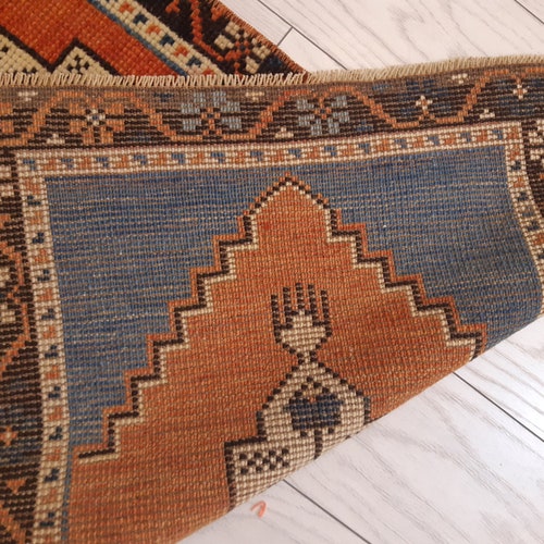 Turkish small Rug ,3x1 , Turkish vintage rug ,109x53 area small shops rug vintage rug ,rug oushak rug handmade, carpet rug, rug