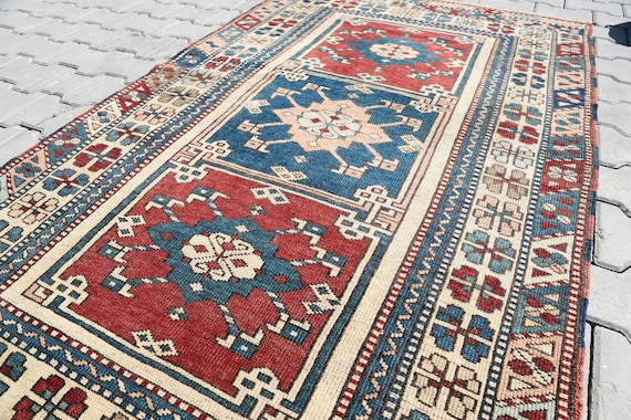 4x6 Vintage Oushak Rug: Bohemian Turkish Kilim, Anatolian Decor