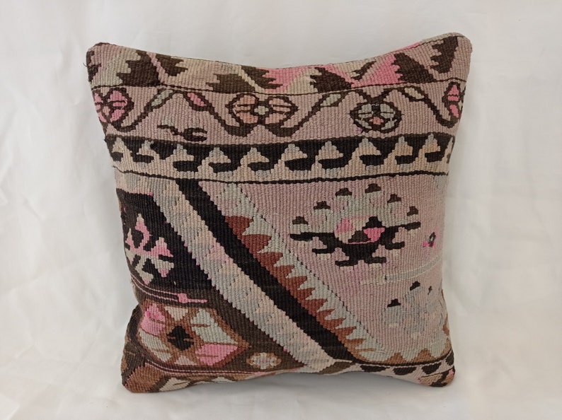 bohemian pillow Turkish pillow 16 x 16 Inches pillow Kilim pillow vintage pillow throw pillow 40x40 pillow