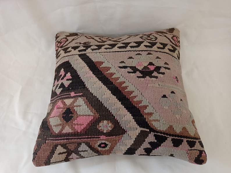 bohemian pillow Turkish pillow 16 x 16 Inches pillow Kilim pillow vintage pillow throw pillow 40x40 pillow