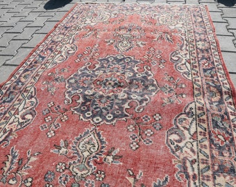 4x7 Vintage Turkish Oushak Rug: Bohemian Anatolian Kilim