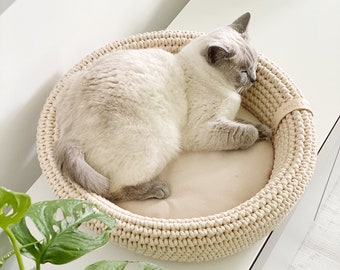 Handmade Cotton Rope Cat Bed Basket, Small Dog Bed