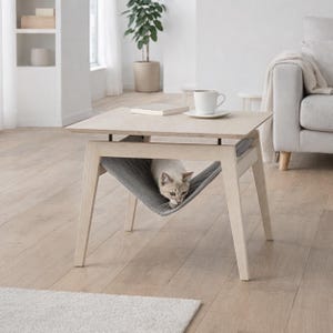 Scandinavian Coffee Table Pet Lounge – Modern Cat Hammock, Stylish Living Room Furniture