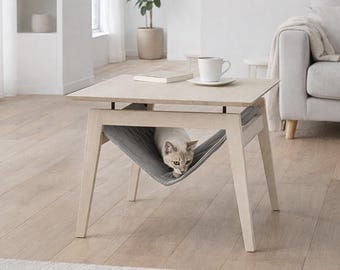 Scandinavian Coffee Table Pet Lounge – Modern Cat Hammock, Stylish Living Room Furniture