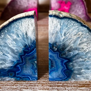 Blue Agate Bookends, Blue Agate, Bookends, Agate, Gift, Ornament.