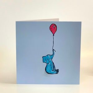 Jolie carte de bébé éléphant, carte de voeux éléphant, carte de voeux, éléphant, art, illustration, mignon.