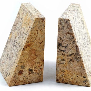 Fossilstone Marble Bookends, Fossil, Bookends, Natural Bookends, Gift.