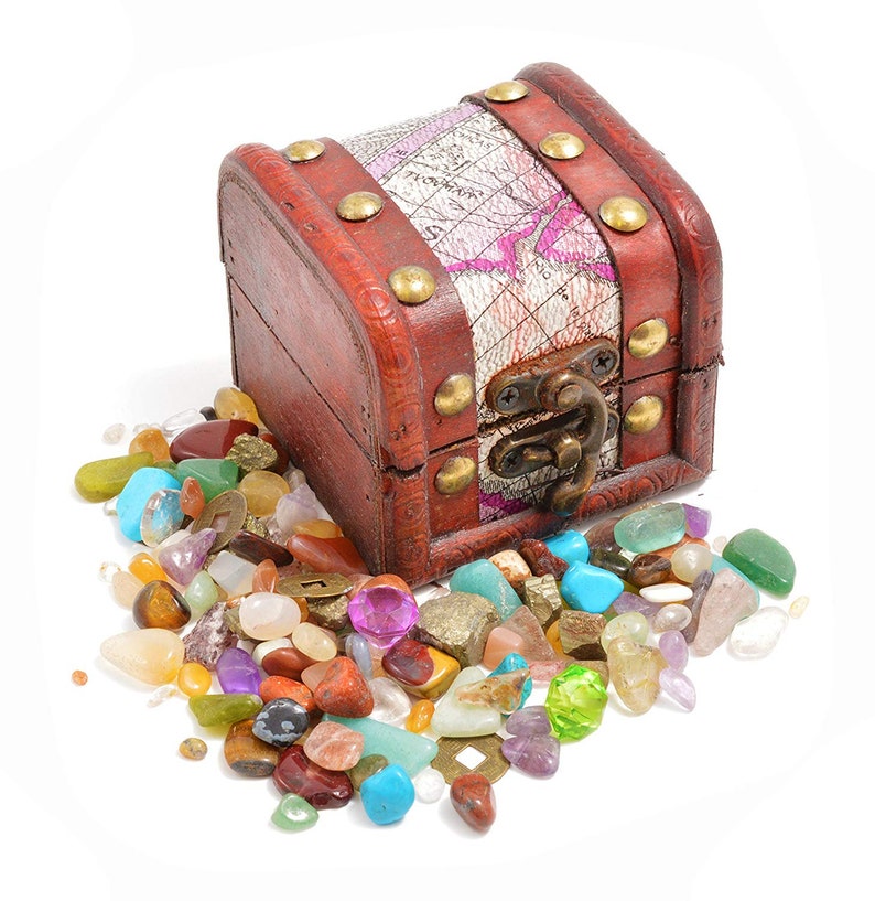 Real Gemstone Treasure Chest Treasure Chest Pirates Treasure Etsy