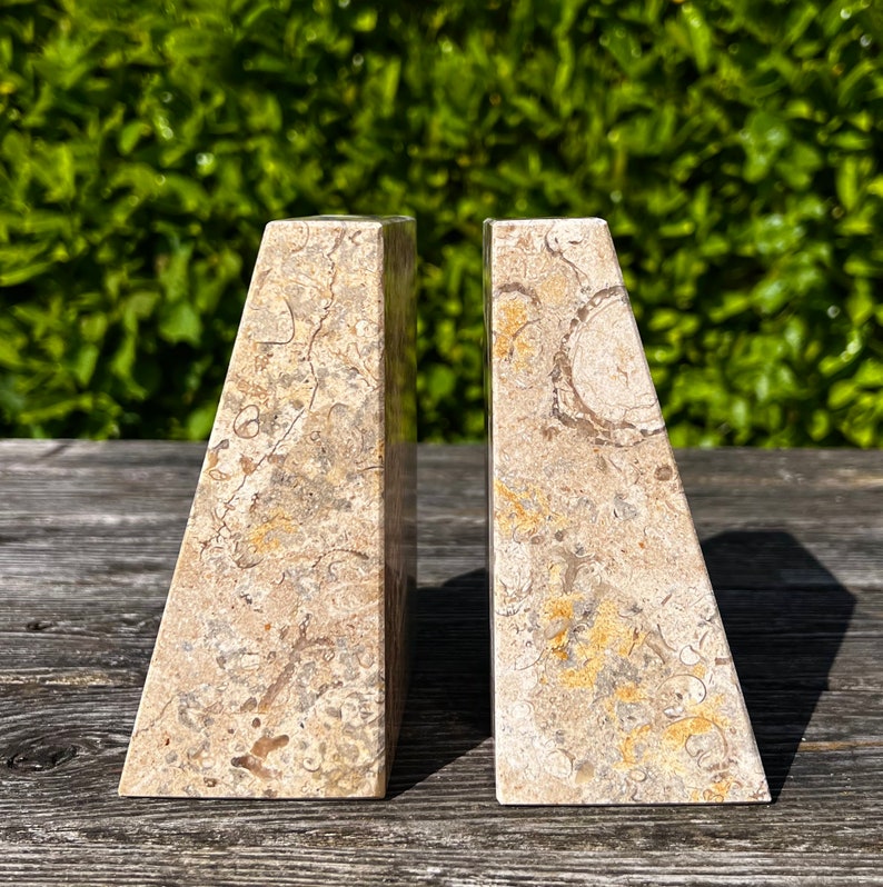 Fossilstone Marble Bookends Fossil Bookends Natural Etsy UK