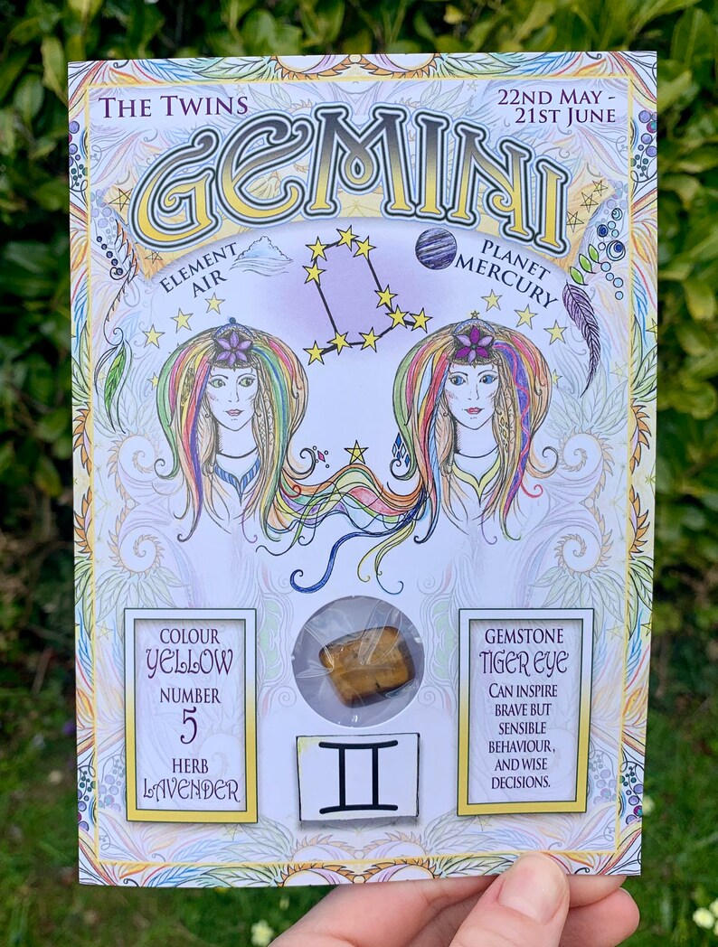 Carte du zodiaque Gémeaux, Gémeaux, Pierres précieuses, carte du zodiaque. image 5