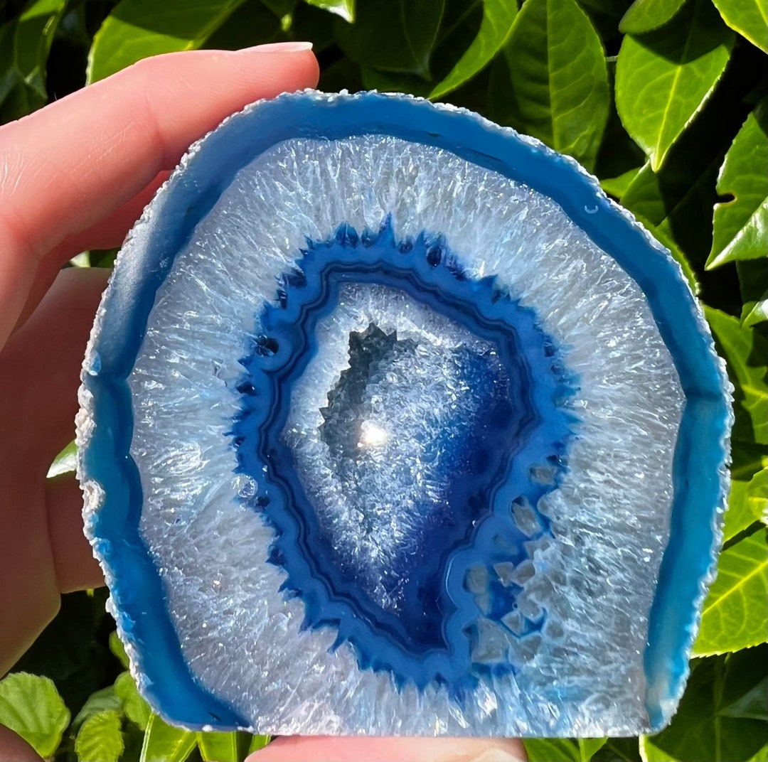 Blue Agate Geode Brazilian Agate Geode Geode Crystal Blue Natural Gift Beautiful. Etsy