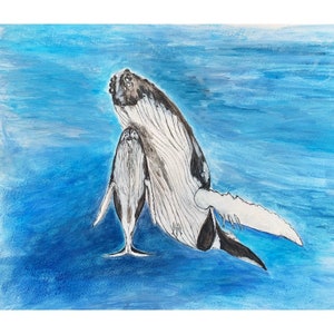 Blue Whale and Calf Art Greetings Card