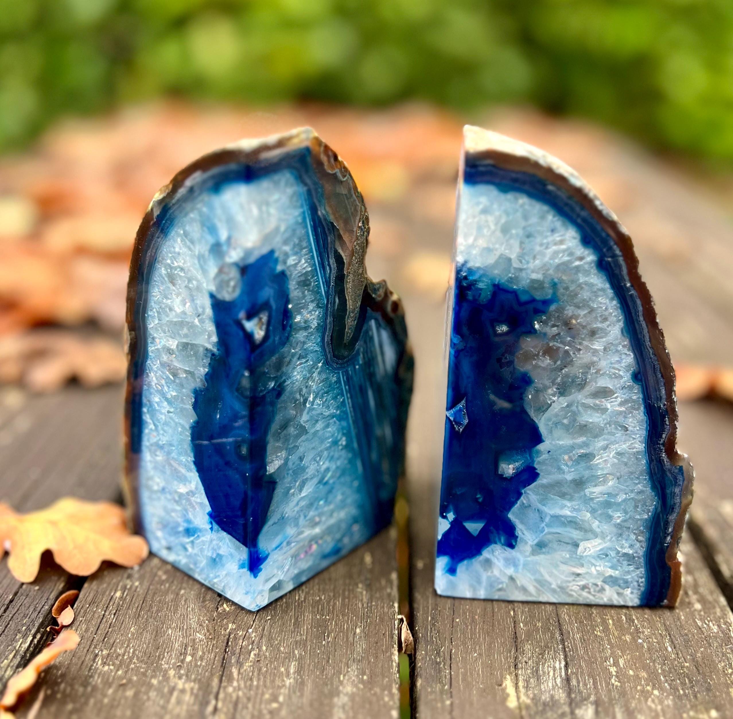 Blue Agate Bookends, Blue Agate, Bookends, Agate, Gift  display picture 1