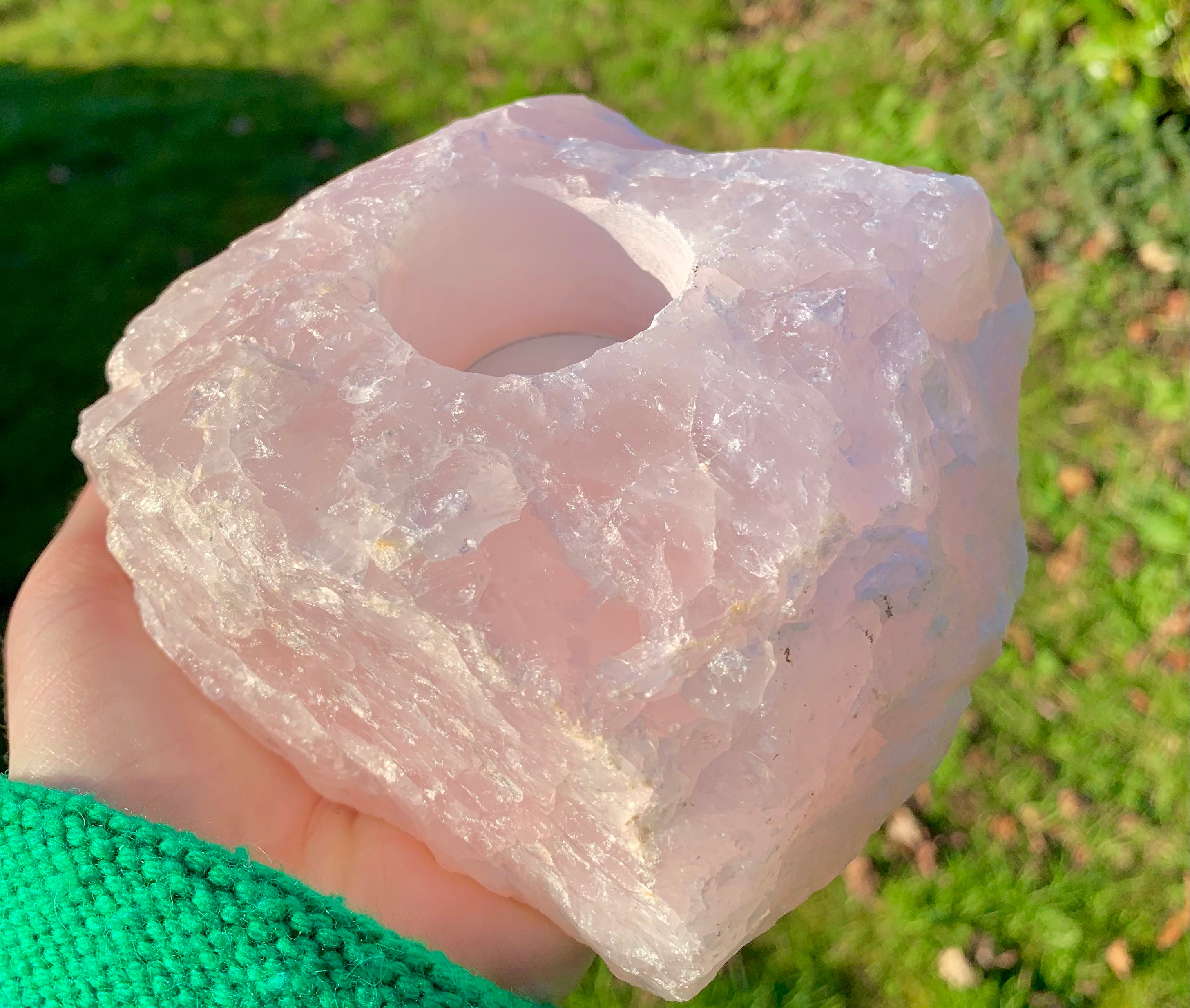 Rose Quartz Tea light Unique Rose Quartz Real Rose Quartz Etsy