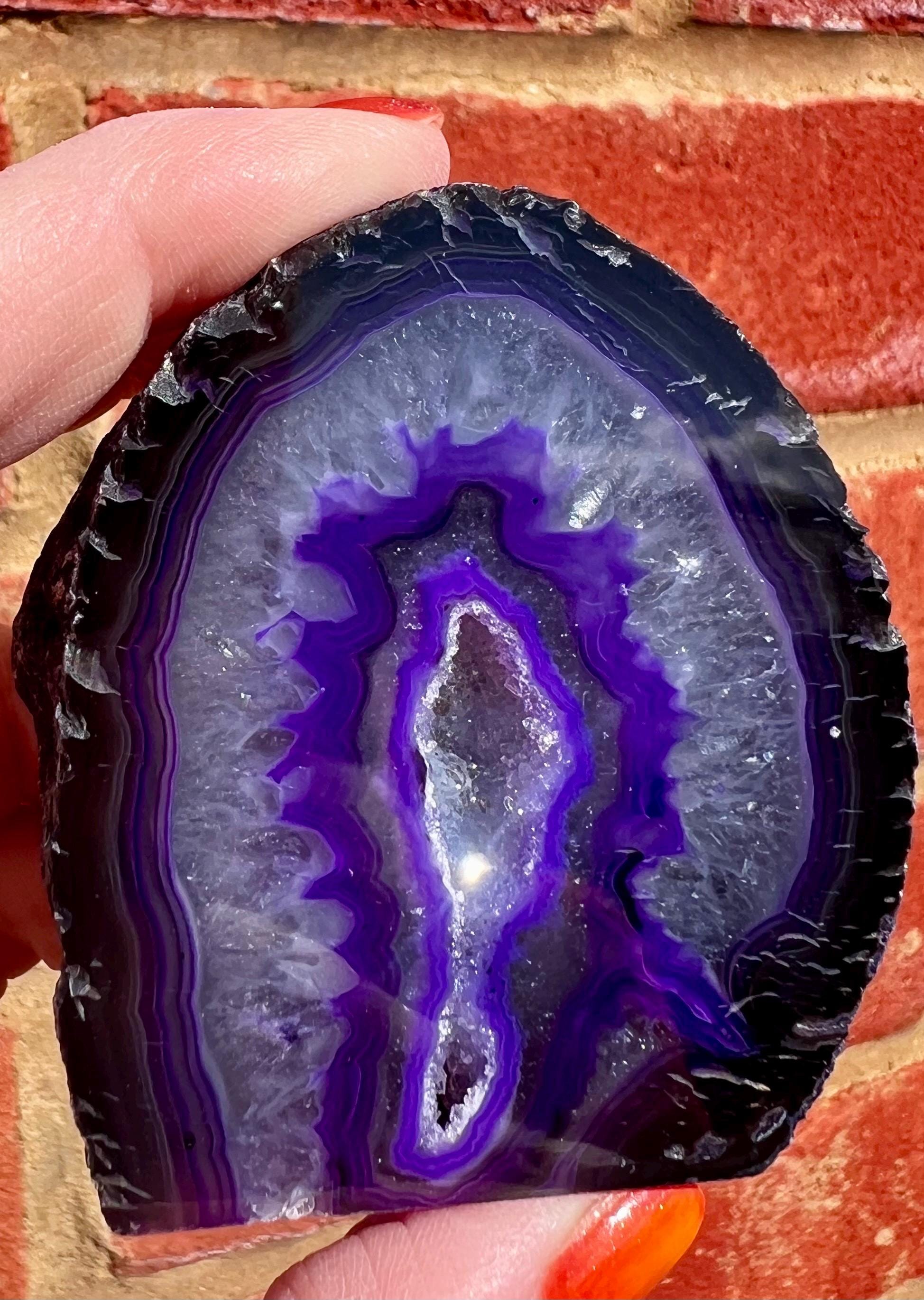 紫瑪瑙ジオード、ブラジル産瑪瑙ジオード、紫、瑪瑙、ギフト
