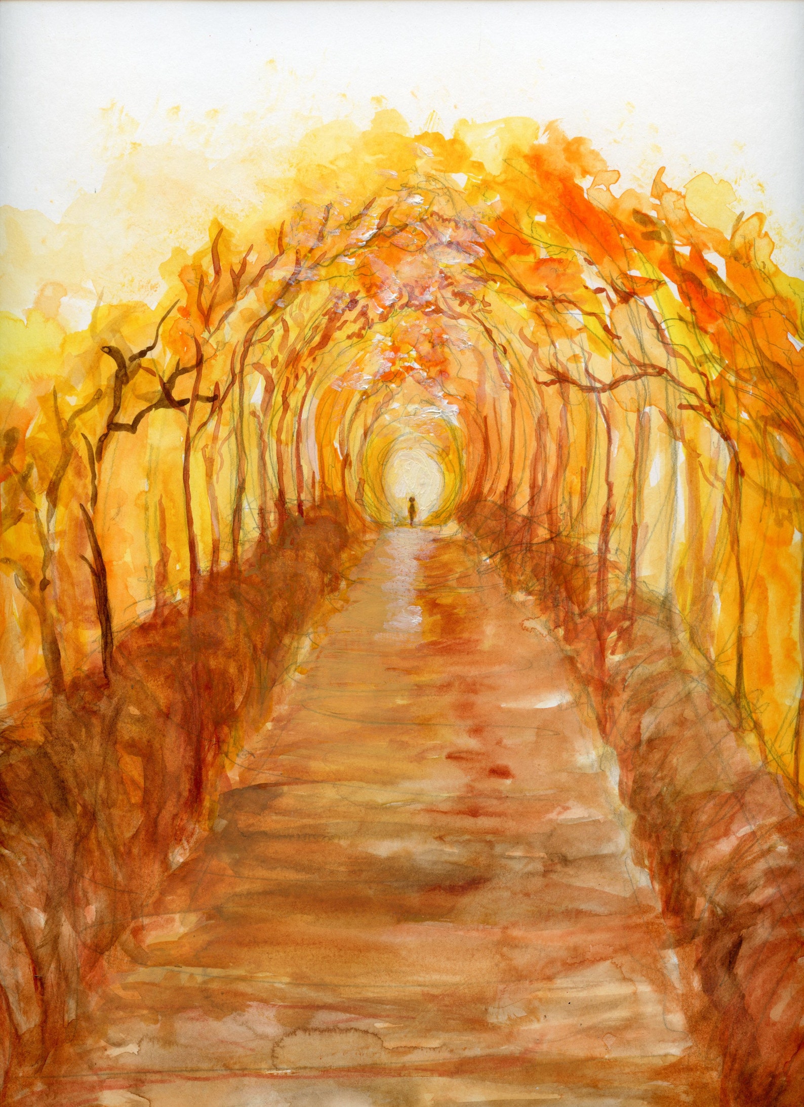 A4 Orange Landscape Painting Print Art Print A4 Mounted Etsy