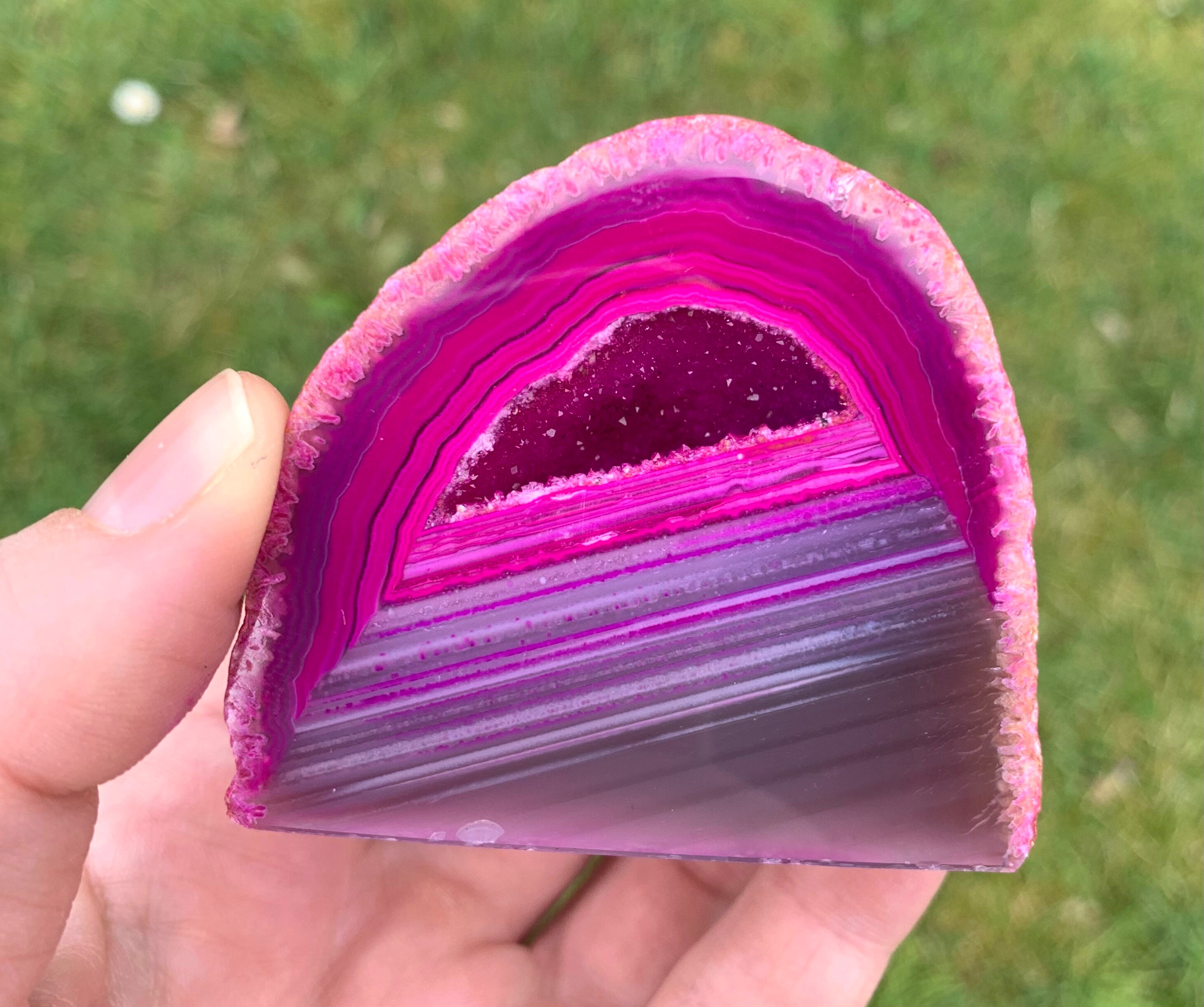 Pink Agate Geode Geode Pink Geode Crystal Brazilian Agate Etsy