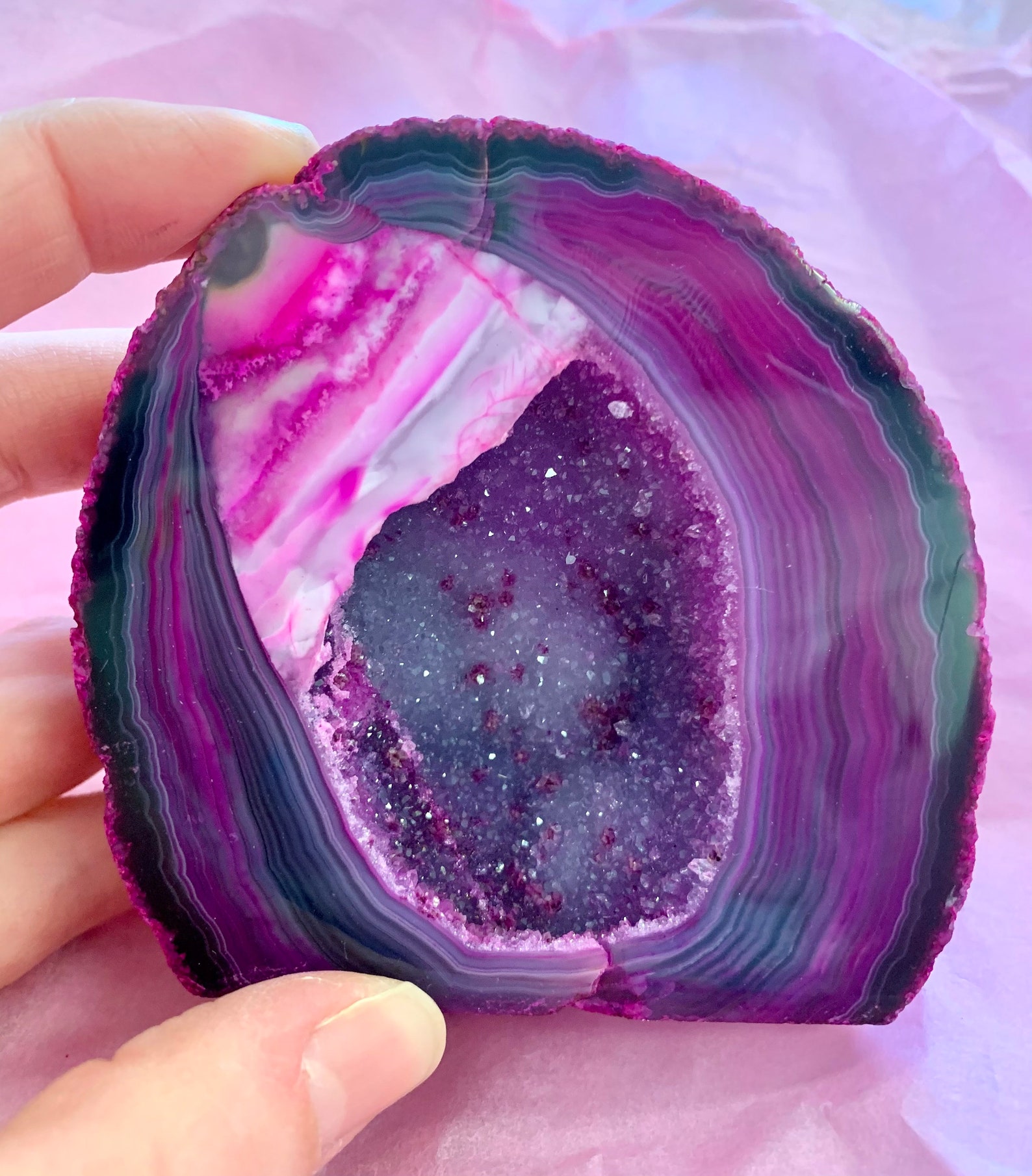 Pink Agate Geode Geode Pink Geode Crystal Brazilian Agate | Etsy UK
