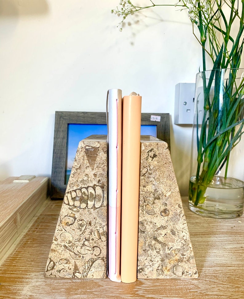 Fossilstone Marble Bookends Fossil Bookends Natural Etsy UK