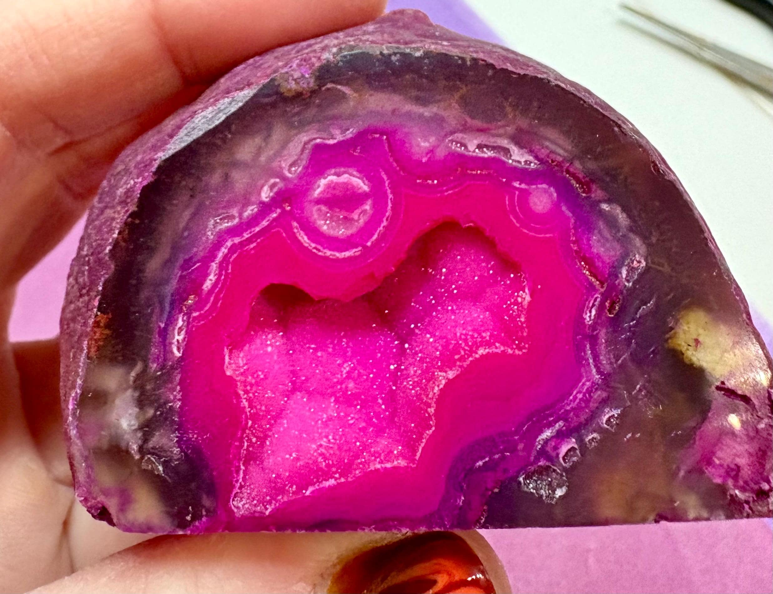 ピンクアゲートジオード、ジオード、ピンクジオード、クリスタル